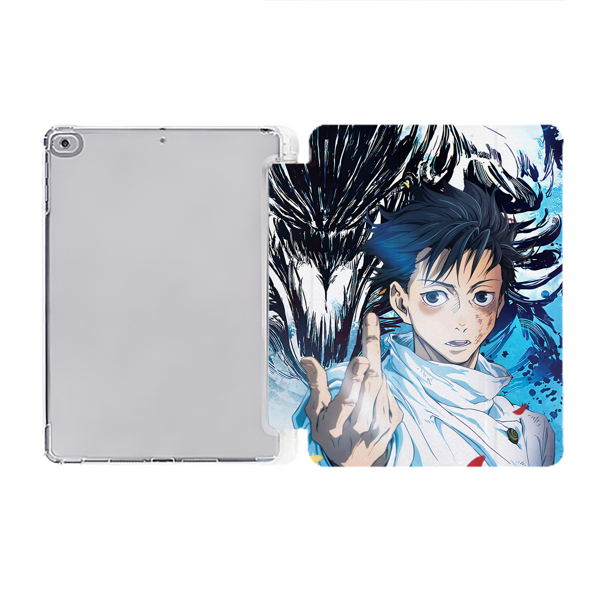 （画像用） 呪術廻戦 Jujutsu Kaisen IPad ケース ペン収納付き 三つ折りスタンド PUレザー×シリコン 対応機種9.5/10.5/10.9インチ